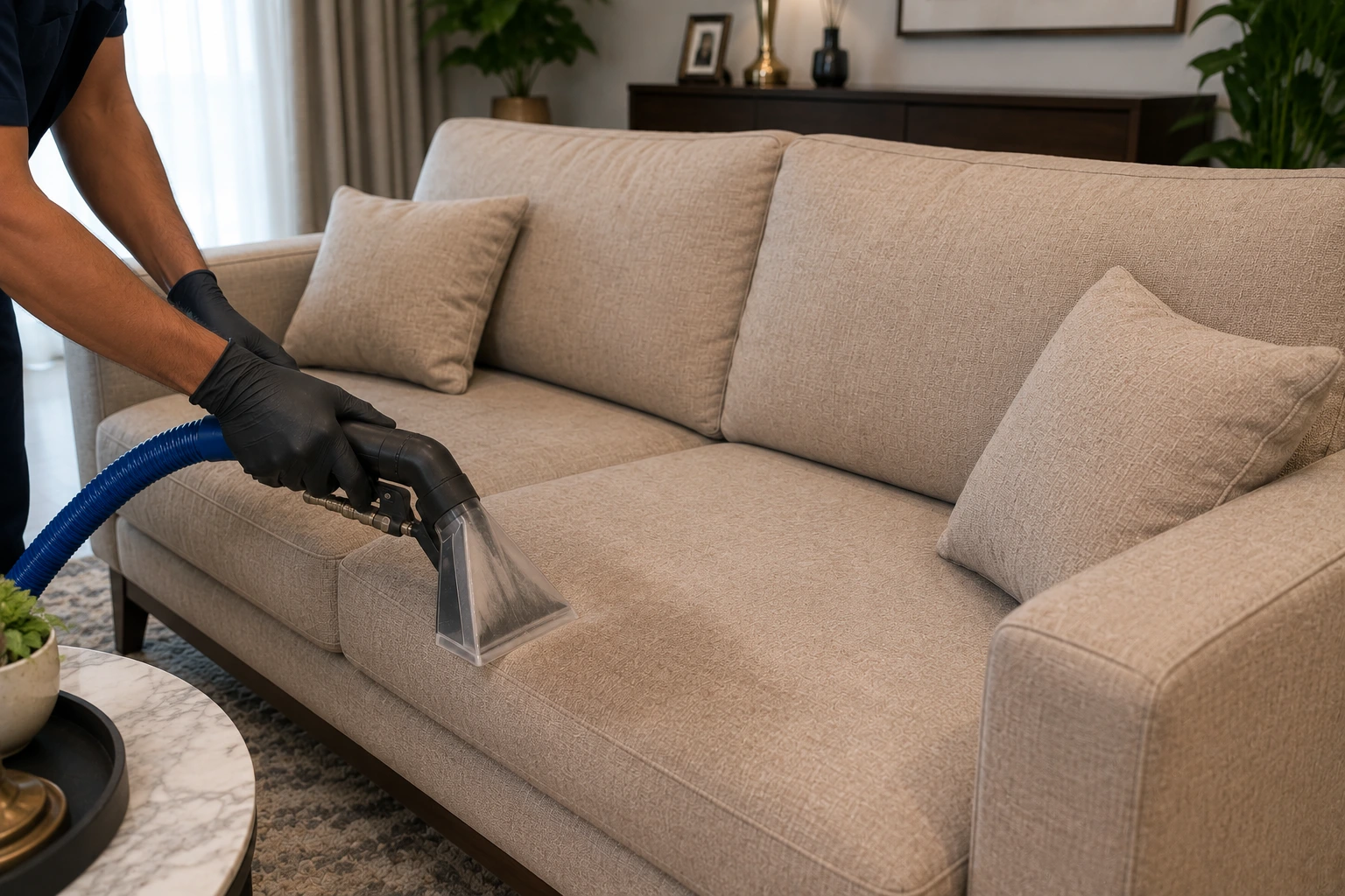 image of fabric sofa cleaning in riyadh